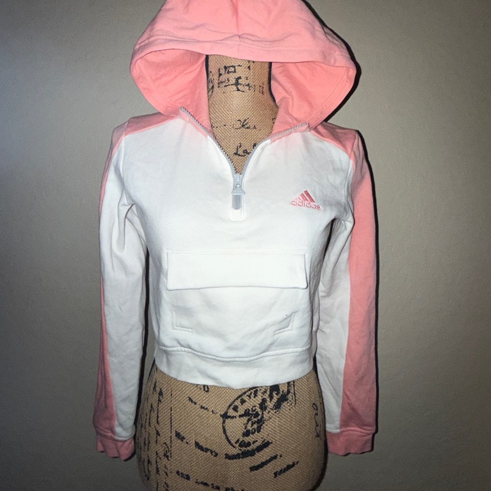 Adidas Pink & White Zip-Up Jacket – Women’s XS